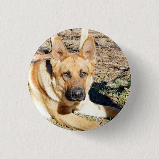 German Shepherd Wake Up, Key Ring Ronde Button 3,2 Cm (Voorkant)