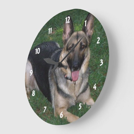 German Shepherd: Wall Clock Grote Klok (Hoek)