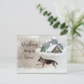 German Shepherd Watercolor Happy Holiday Scene Feestdagenkaart (Staand voorkant)