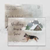 German Shepherd Watercolor Happy Holiday Scene Feestdagenkaart (Voorkant / Achterkant)