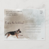 German Shepherd Watercolor Happy Holiday Scene Feestdagenkaart (Achterkant)