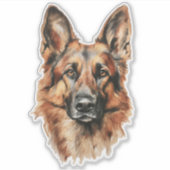German Shepherd Watercolor Portrait Sticker (Voorkant)