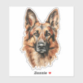 German Shepherd Watercolor Portrait Sticker (Vel)
