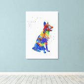 German Shepherd, waterverf German Shepherd Canvas Afdruk (Insitu (Houten vloer))
