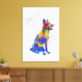 German Shepherd, waterverf German Shepherd Canvas Afdruk (Insitu (Woonkamer))