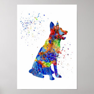 German Shepherd, waterverf German Shepherd Poster