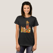 German Shepherd Wearing Hat With Coffee Cups Fall  T-shirt (Voorkant volledig)