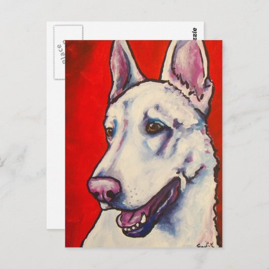 German Shepherd - White Briefkaart (Voorkant / Achterkant)