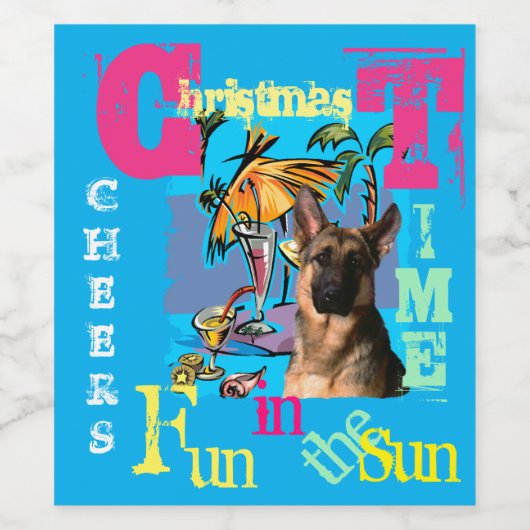 German Shepherd Wijn Etiket (Enkel label)