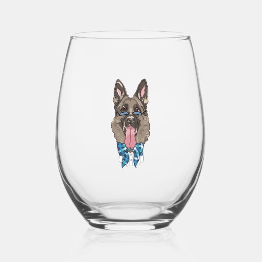 German Shepherd Wijnglas Zonder Voet (Voorkant)