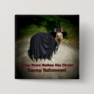 German Shepherd Witch Dog Vierkante Button 5,1 Cm