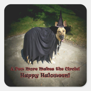 German Shepherd Witch Dog Vierkante Sticker