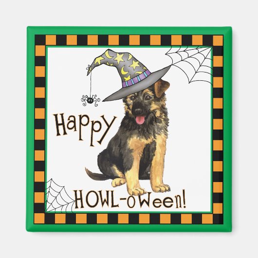 German Shepherd Witch Magneet (Voorkant)