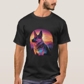 German Shepherd with a Nostalgic 80s Retrowave Aes T-shirt (Voorkant)