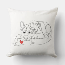 German Shepherd with Ball Line Art with Name Kussen