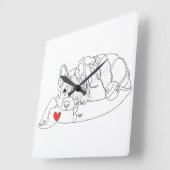 German Shepherd with Ball Line Art with Name Vierkante Klok (Hoek)