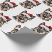 German Shepherd with Santa Hat Cadeaupapier (Hoek)