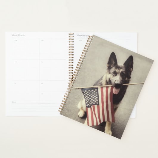 German Shepherd With US Flag Planner (Display)
