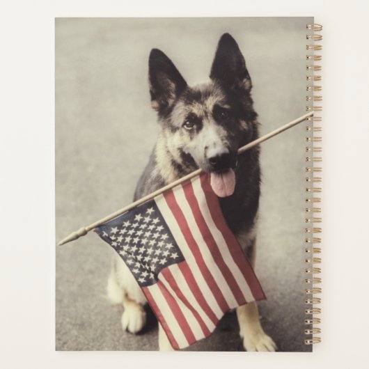 German Shepherd With US Flag Planner (Achterkant)