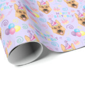 German Shepherd Wrapping Paper in Purple Cadeaupapier (Rol Hoek)
