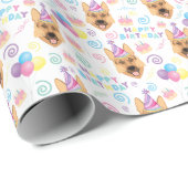 German Shepherd Wrapping Paper in White  Cadeaupapier (Rol Hoek)