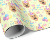 German Shepherd Wrapping Paper in Yellow  Cadeaupapier (Rol Hoek)