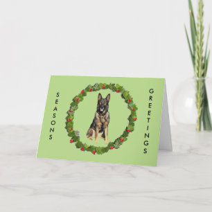German Shepherd Wreath Feestdagen Kaart