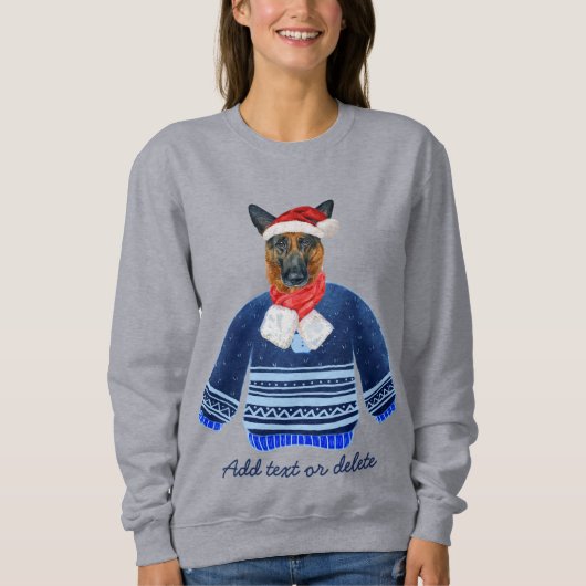German Shepherd Xmas Ugly Kersthond Mam Trui (Voorkant)