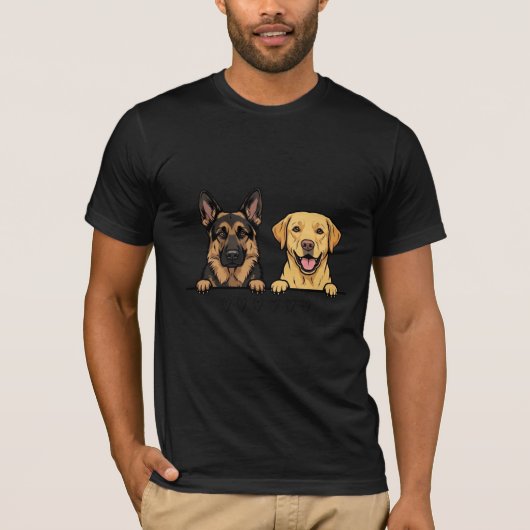 German Shepherd & Yellow Lab Best Friends T-shirt (Voorkant)