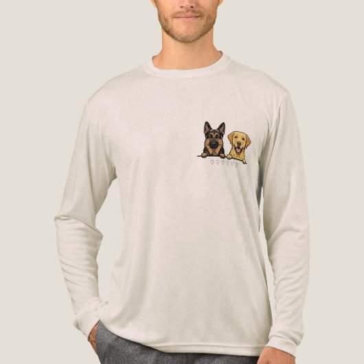 German Shepherd & Yellow Lab for dog dads Tri-Blend Shirt (Voorkant volledig)