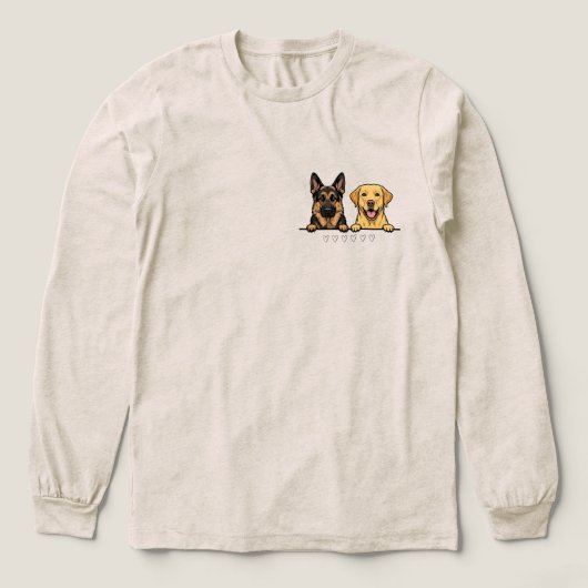 German Shepherd & Yellow Lab Friends pocket size Tri-Blend Shirt (Voorkant)