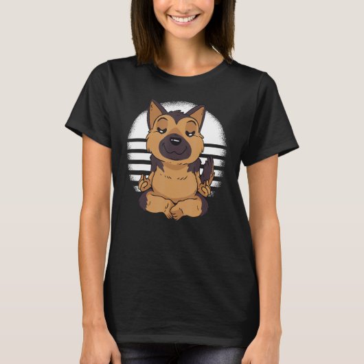 German Shepherd yoga meditation meditate Funny dog T-shirt (Voorkant)