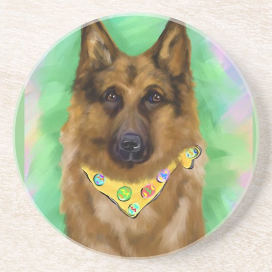 GERMAN SHEPHERD ZANDSTEEN ONDERZETTER (Voorkant)