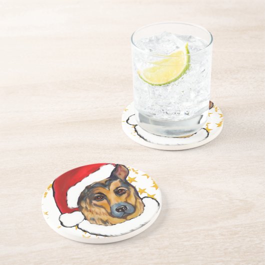 GERMAN SHEPHERD ZANDSTEEN ONDERZETTER (Zijkant)