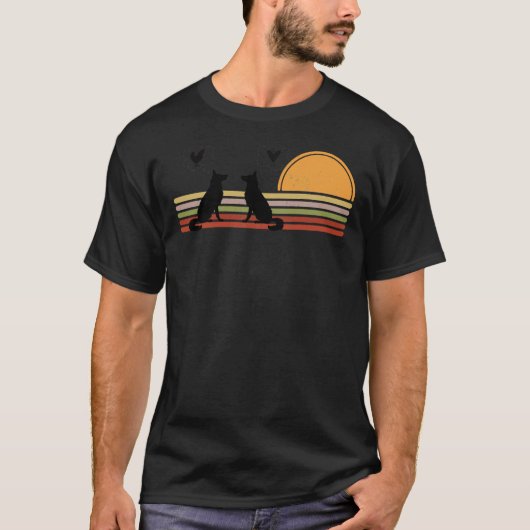 German Shepherds Sitting Silhouette Chicken Or Lov T-shirt (Voorkant)