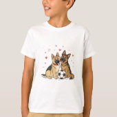 German Shepherds with Soccer Ball for Valentine's  T-shirt (Voorkant)