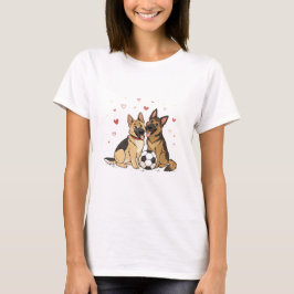 German Shepherds with Soccer Ball for Valentine's  T-shirt