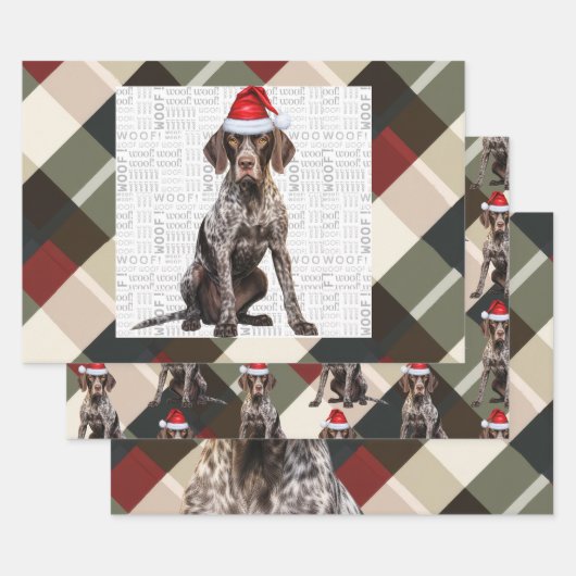German Shorthair Pointer Christmas Dog Plaid Inpakpapier Vel (Set)