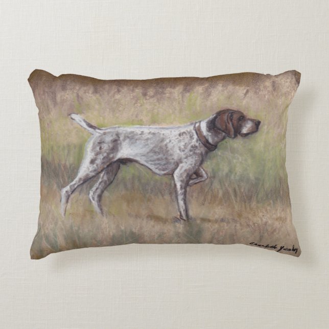 German Shorthair Pointer Dog Art Pillow Accent Kussen (Voorkant)