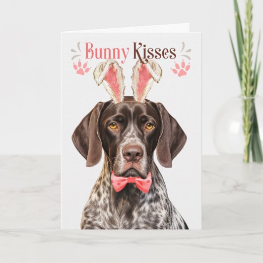 German Shorthair Pointer Dog Bunny Ears for Easter Feestdagen Kaart (Voorkant)