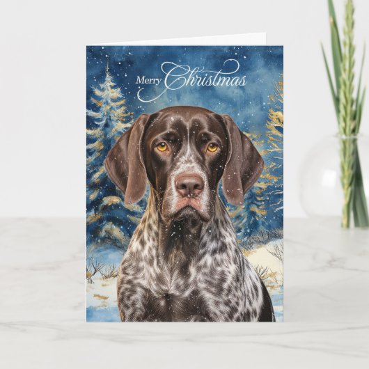 German Shorthair Pointer Dog Forest Christmas Feestdagen Kaart (Voorkant)