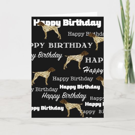 German Shorthaired Pointer, Birthday Card, GSP BLK Kaart (Voorkant)