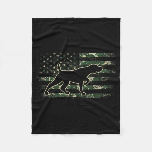 German Shorthaired Pointer Camo Amerikaanse Vlag U Fleece Deken (Voorkant)