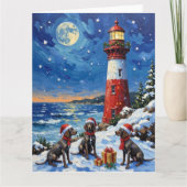 German Shorthaired Pointer Christmas Lighthouse Kaart (Voorkant)