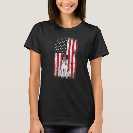 German Shorthaired Pointer Dog American Flag Fourt T-shirt (Voorkant)