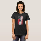 German Shorthaired Pointer Dog American Flag Fourt T-shirt (Voorkant volledig)