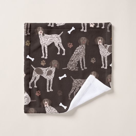 German Shorthaired Pointer Dog Bone and Paw Print Bad Handdoek (Wasdoekje)