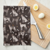 German Shorthaired Pointer Dog Bone and Paw Print Theedoek (Quarter Fold)