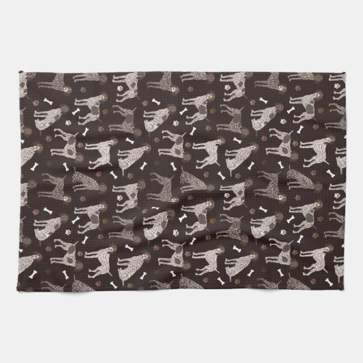 German Shorthaired Pointer Dog Bone and Paw Print Theedoek (Horizontaal)