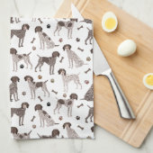 German Shorthaired Pointer Dog Bone and Paw Print Theedoek (Quarter Fold)